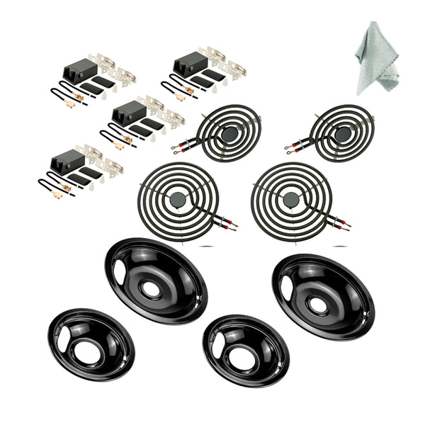 2 + MP15YA 2 + MP21YA 4 + 330031 2 + W10290353 2 + W10290350 Cooktop Drip Pan and Coil Element Set replacement part from Aibopart