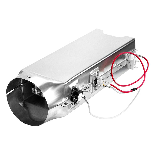 5301EL1001J LG dryer heating element assembly – 240V 5400W galvanized steel housing with pre-installed 3-terminal hi-limit thermostat and thermal fuse