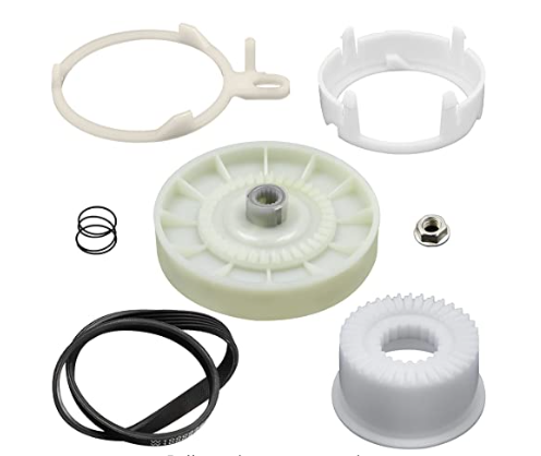 W10721967 washer pulley clutch kit and W10006384 drive belt combo replacement for Whirlpool Maytag Kenmore Amana top-load washers