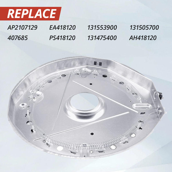 Dryer heating element replacement compatible with Part 131553900, 20-inch diameter, NiChrome coils
