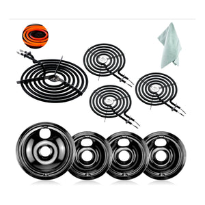 1 8 inch WB31M19 + 3 6 inch WB31M20 Drip Pan + 1 8 inch WB30M2Coil Element + 3 6 inch WB30M1Coil Element Cooktop Drip Pan and Coil Element Set replacement part from Aibopart