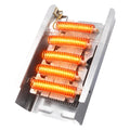 279838 WP279838 Whirlpool dryer heating element assembly with five NiCr coils in aluminum frame, 240V 5400W replacement part on white background