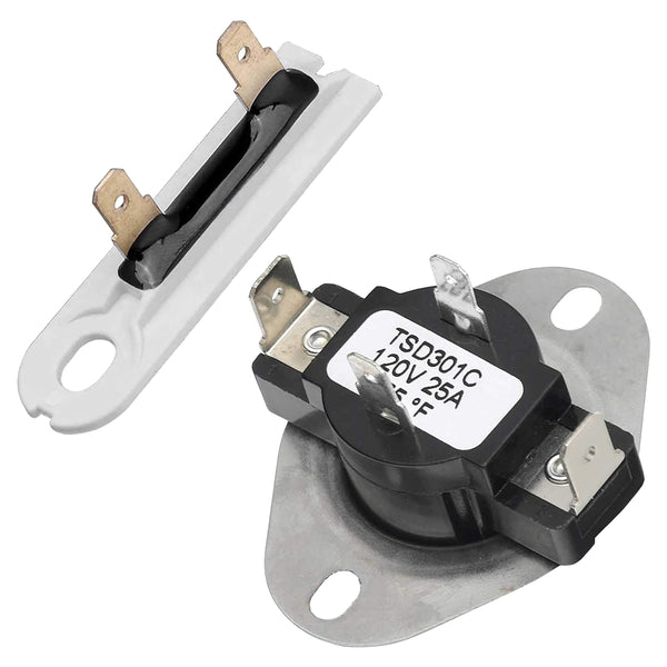 3387134 Cycling Thermostat and 3392519 Thermal Fuse Dryer Repair Combo for Whirlpool Kenmore Maytag
