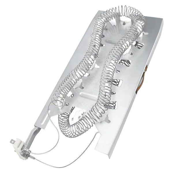 3387747 WP3387747 Whirlpool dryer heating element assembly with coil, mounting plate, and terminal connector on white background