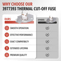 3977393 Thermal Cut Off Fuse installed on dryer heating element housing trips at 309 degrees Fahrenheit
