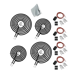 4 + WB17T10006 + 2 + WB30M1 + 2 + WB30M2 Cooktop Drip Pan and Coil Element Set replacement part from Aibopart