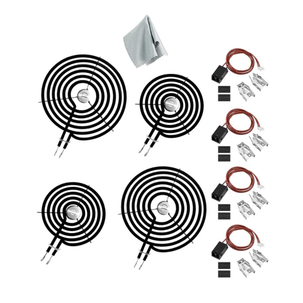 4 + WB17T10006 + 2 + WB30M1 + 2 + WB30M2 Cooktop Drip Pan and Coil Element Set replacement part from Aibopart
