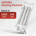 4391960 Heating Element Fits Whirlpool LE7680XSW2 Kenmore 110 Series Maytag DE698
