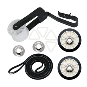 4392065Black RollerKit 1 691366Dryer Idler PulleyBelt + 1 341241Dryer Drive Belt, 2 349241TDryer Drum Roller, 4 Tri Ring + 2 Clip Dryer Repair Kit replacement part from Aibopart