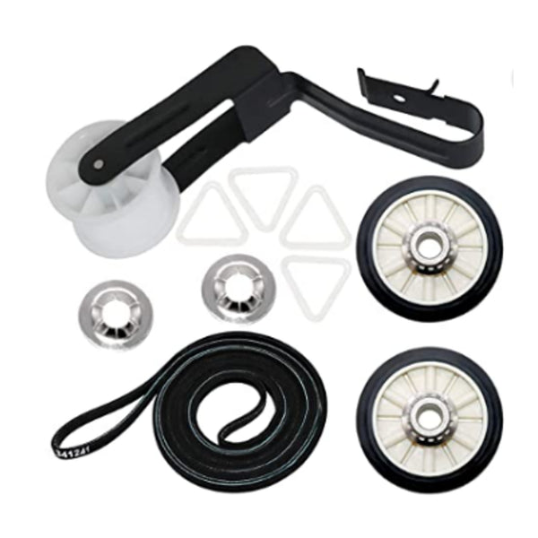 4392065Black RollerKit 1 691366Dryer Idler PulleyBelt + 1 341241Dryer Drive Belt, 2 349241TDryer Drum Roller, 4 Tri Ring + 2 Clip Dryer Repair Kit replacement part from Aibopart