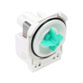 4681EA2002H LG Washer Circulation Pump Motor – Front Face View Showing Teal 4-Blade Impeller, Black O-Ring Seal and White Mounting Bracket with Wiring Connector
