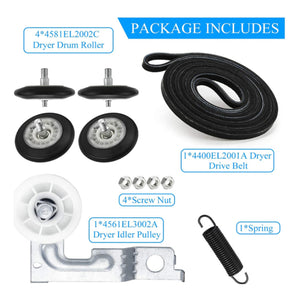 4x4581EL2002C New Version) + 4561EL3002A + 4400EL2001A + Spring + 4Wire Nut Dryer Repair Kit replacement part from Aibopart