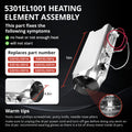 Full view of 5301EL1001J LG dryer heater canister assembly – approx 16.19 x 7.5 x 5 inches, 5 inch round outlet, fits DLEX and DLE series
