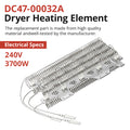 Samsung Dryer Heating Element DC47-00032A, 240V 3700W replacement part on white background