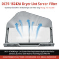 DC97-16742A Samsung dryer lint filter screen replacement – front view showing gray plastic frame and mesh