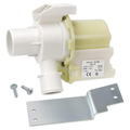 WH23X10030 GE Washing Machine Drain Pump Assembly – Front View with Mounting Bracket and Screws
