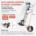 Complete Samsung dryer heating kit contents – DC97-14486A heater duct, 2x DC47-00016A cutoff fuses, 2x DC47-00018A high limit thermostats, DC96-00887A thermal fuse and DC32-00007A thermistor