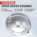 Dryer heating element Part 131553900 installed inside dryer drum housing
