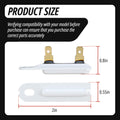Installing Part 3392519 replacement thermal fuse on dryer rear panel – disconnect wires and mount new fuse with nut driver
