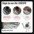 Testing blown dryer thermal fuse 3392519 with multimeter for continuity – no beep confirms fuse needs replacement
