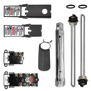 EWH-05 electric water heater tune-up kit – 2x 4500W 240V heating elements, upper and lower thermostats, gaskets, wrench and drain board