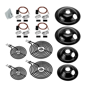 2 WB30M1 and 2 WB30M2, 2 WB31M20 and 2 WB31M19 and 4 WB17T10006 + Cleaning Cloth Cooktop Drip Pan and Coil Element Set replacement part from Aibopart